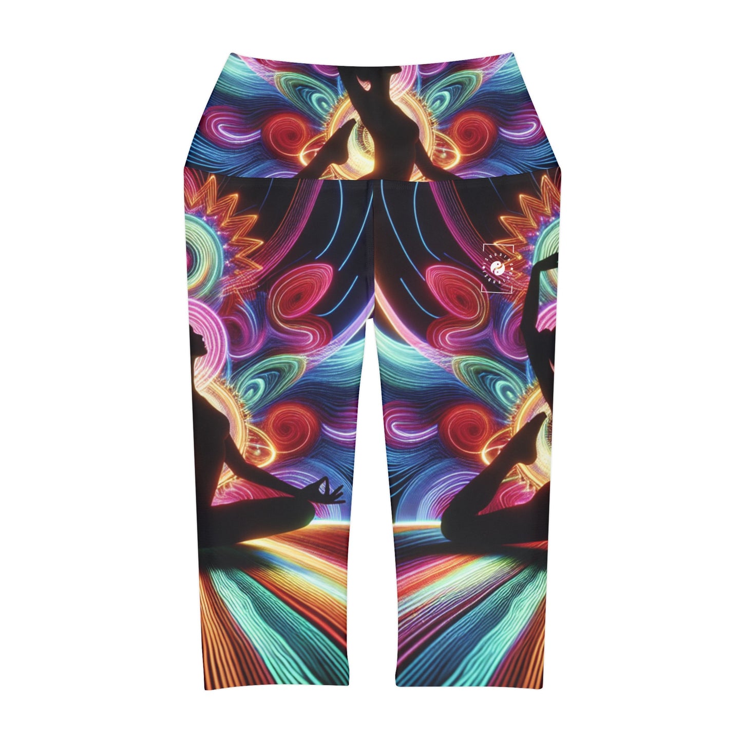 "Neon Zenith: Chromatic Balance" - High Waisted Capri Leggings