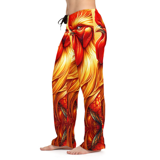 "Crimson Dawn: The Golden Rooster's Rebirth" - Women lounge pants