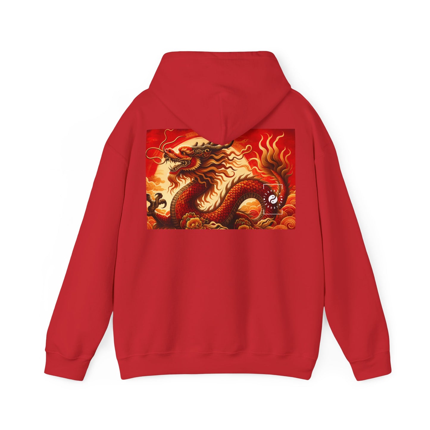 "Golden Dragon Dance in the Crimson Twilight" - Hoodie