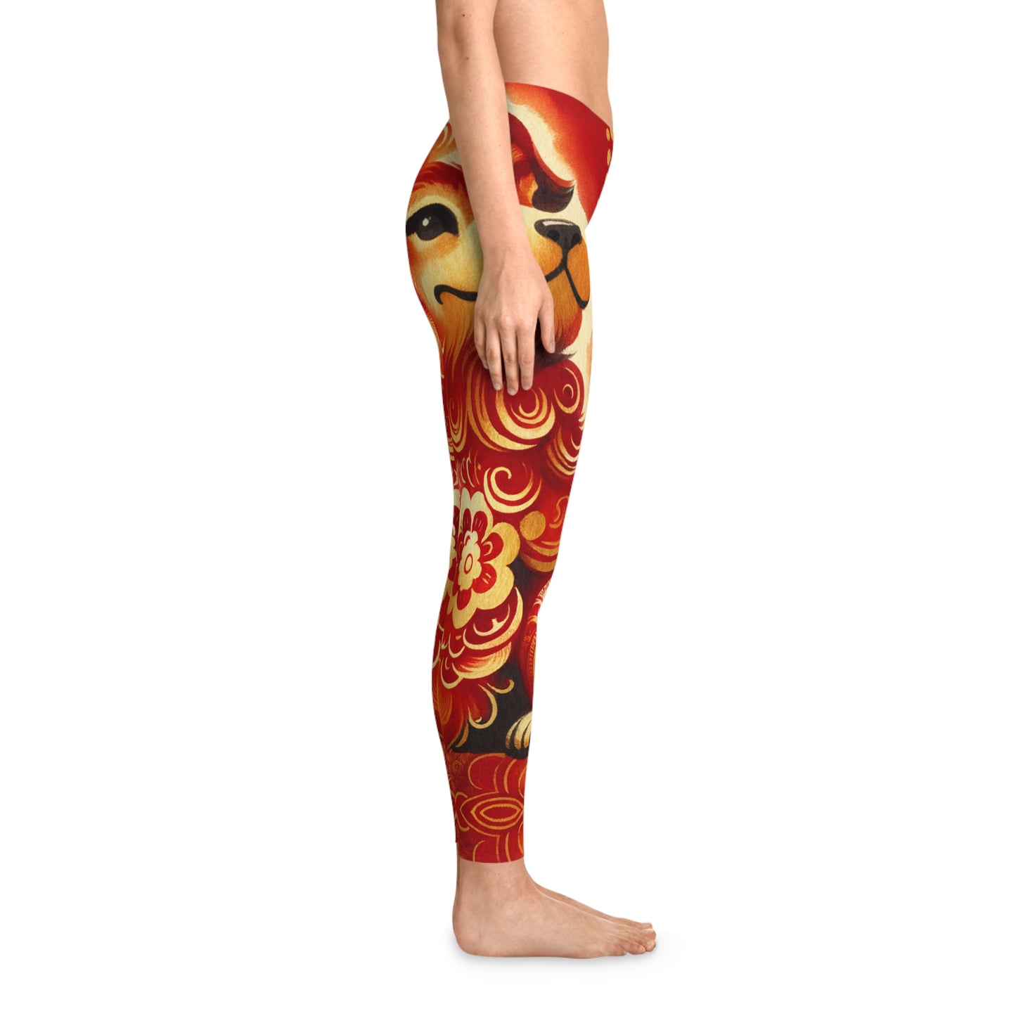 "Golden Canine Emissary on Crimson Tide: A Chinese New Year Odyssey" - Unisex Tights