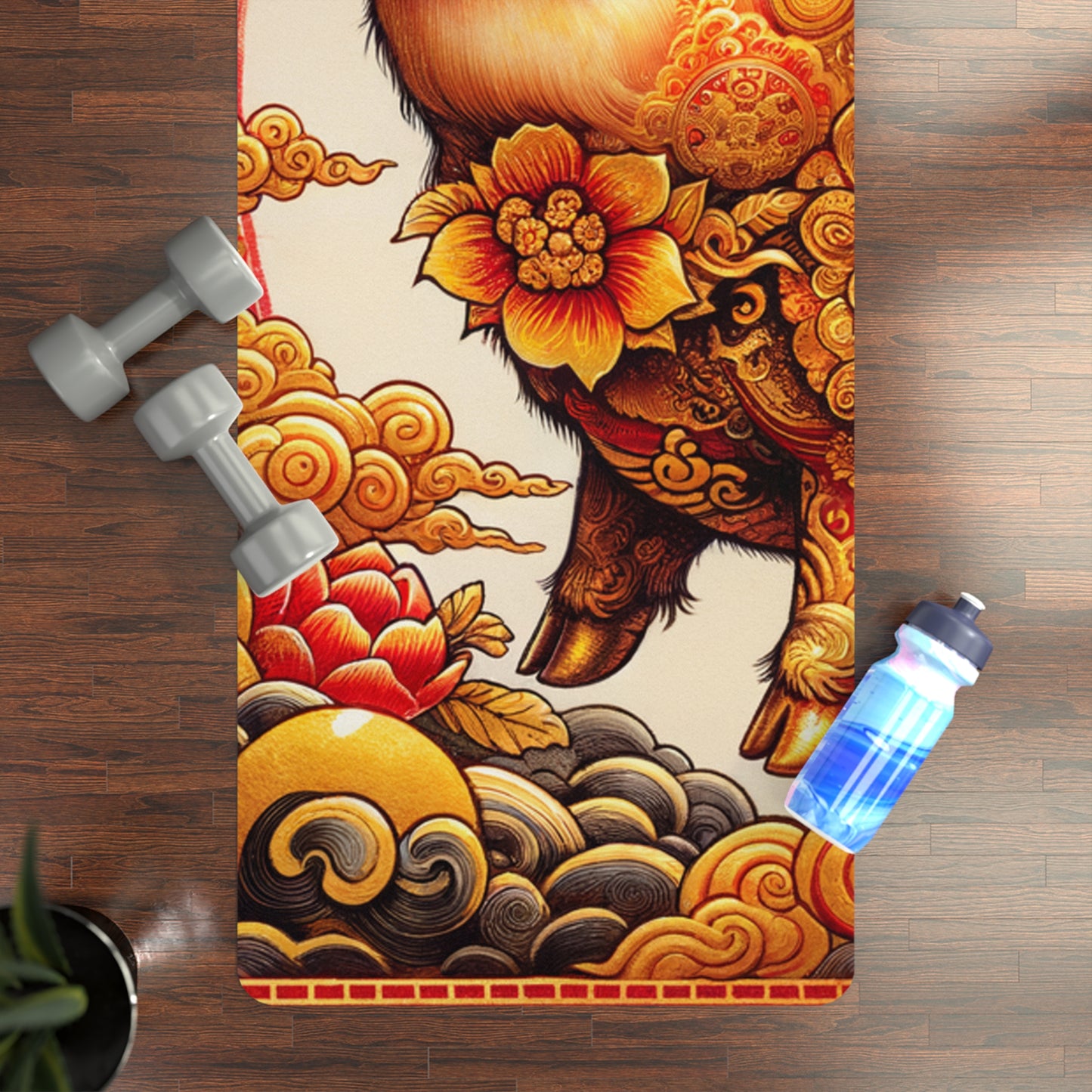 "Golden Prosperity: The Divine Boar Celebration" - Yoga Mat