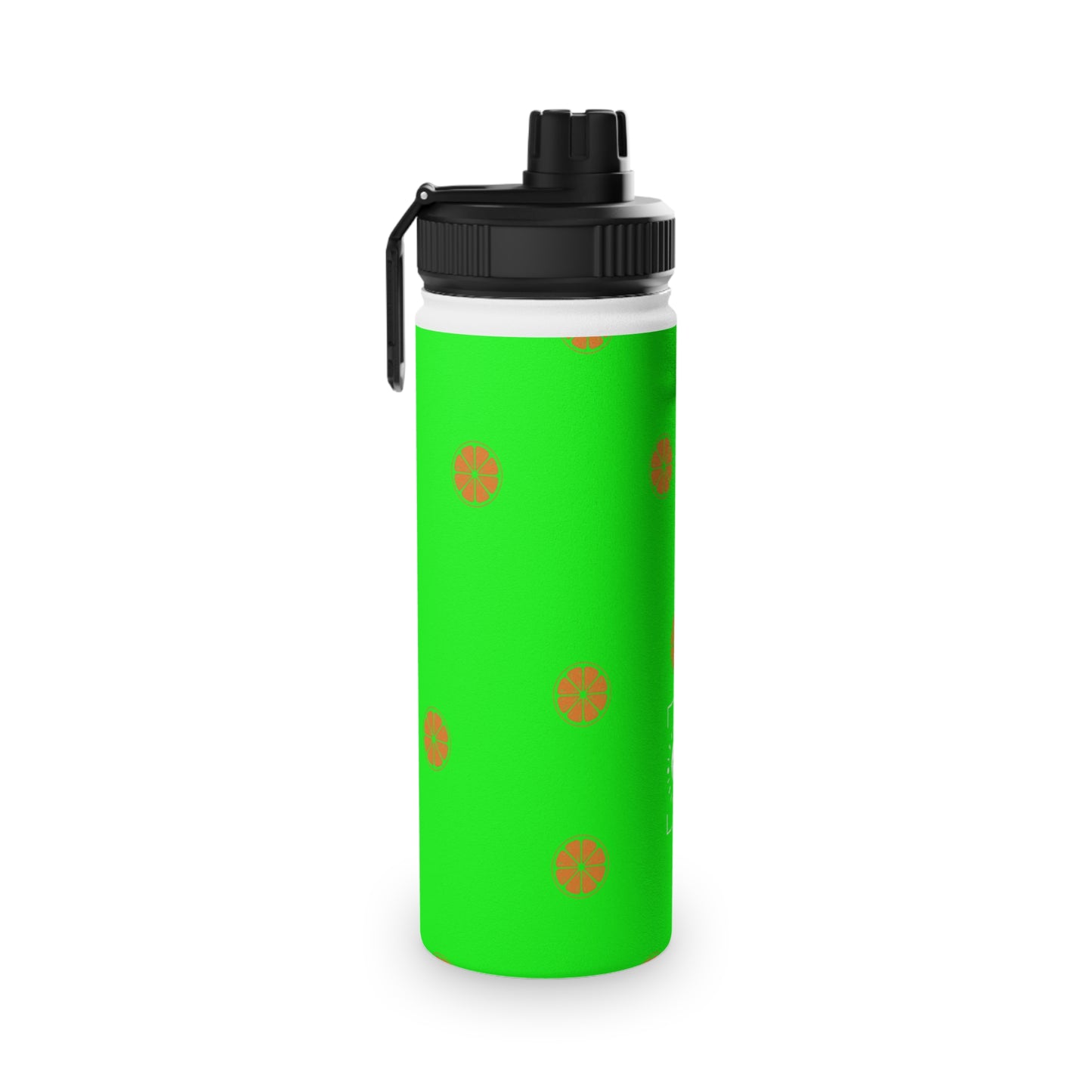 #05FD00 Lime Green + Mandarin - Sports Water Bottle