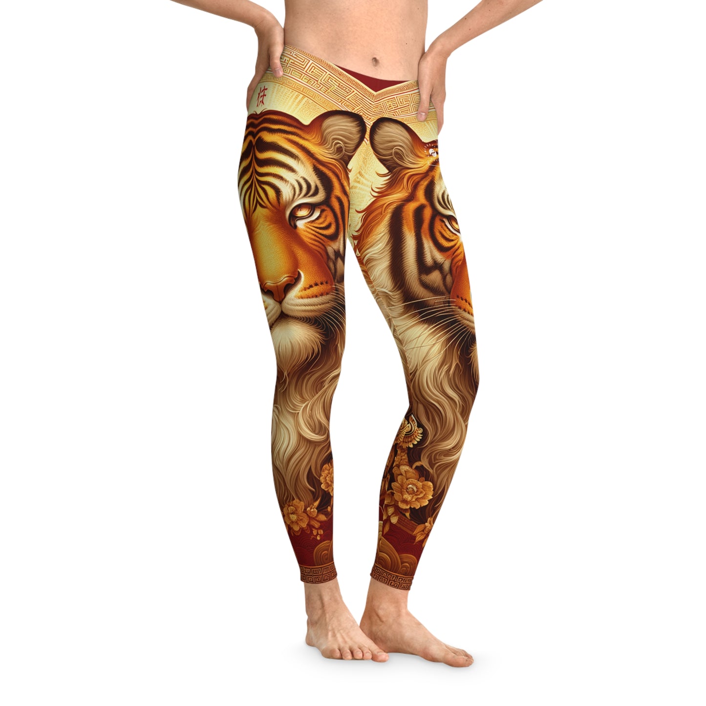 "Golden Majesty: Ascension of the Lunar Tiger" - Unisex Tights