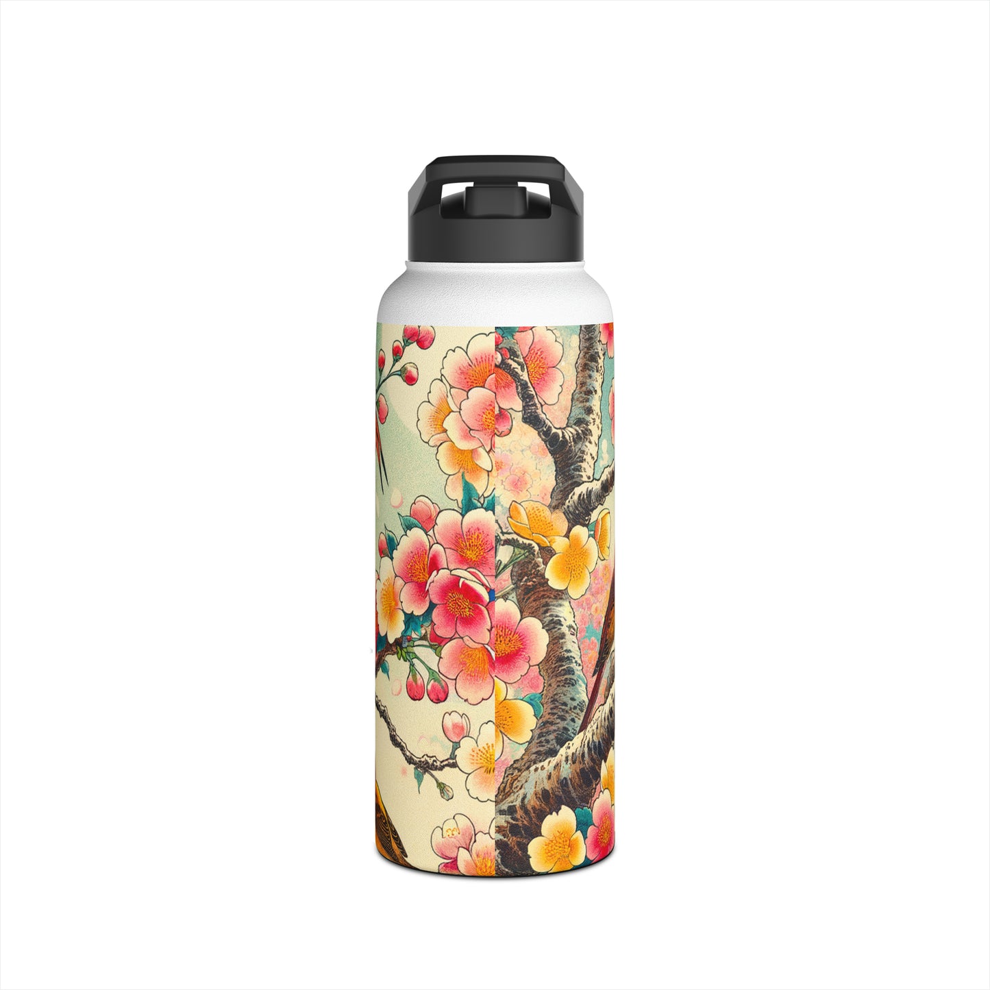 "Verdant Whispers: Sakura Chirping" - Water Bottle