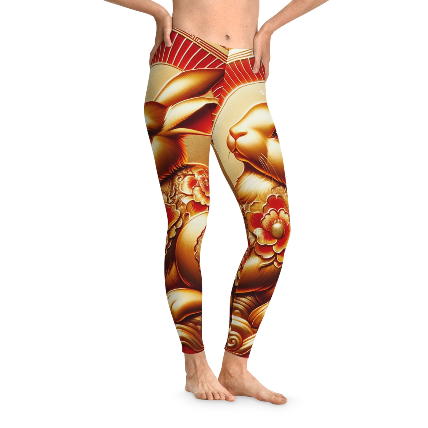 "Golden Blessings: Lunar Rabbit's Resplendence" - Unisex Tights