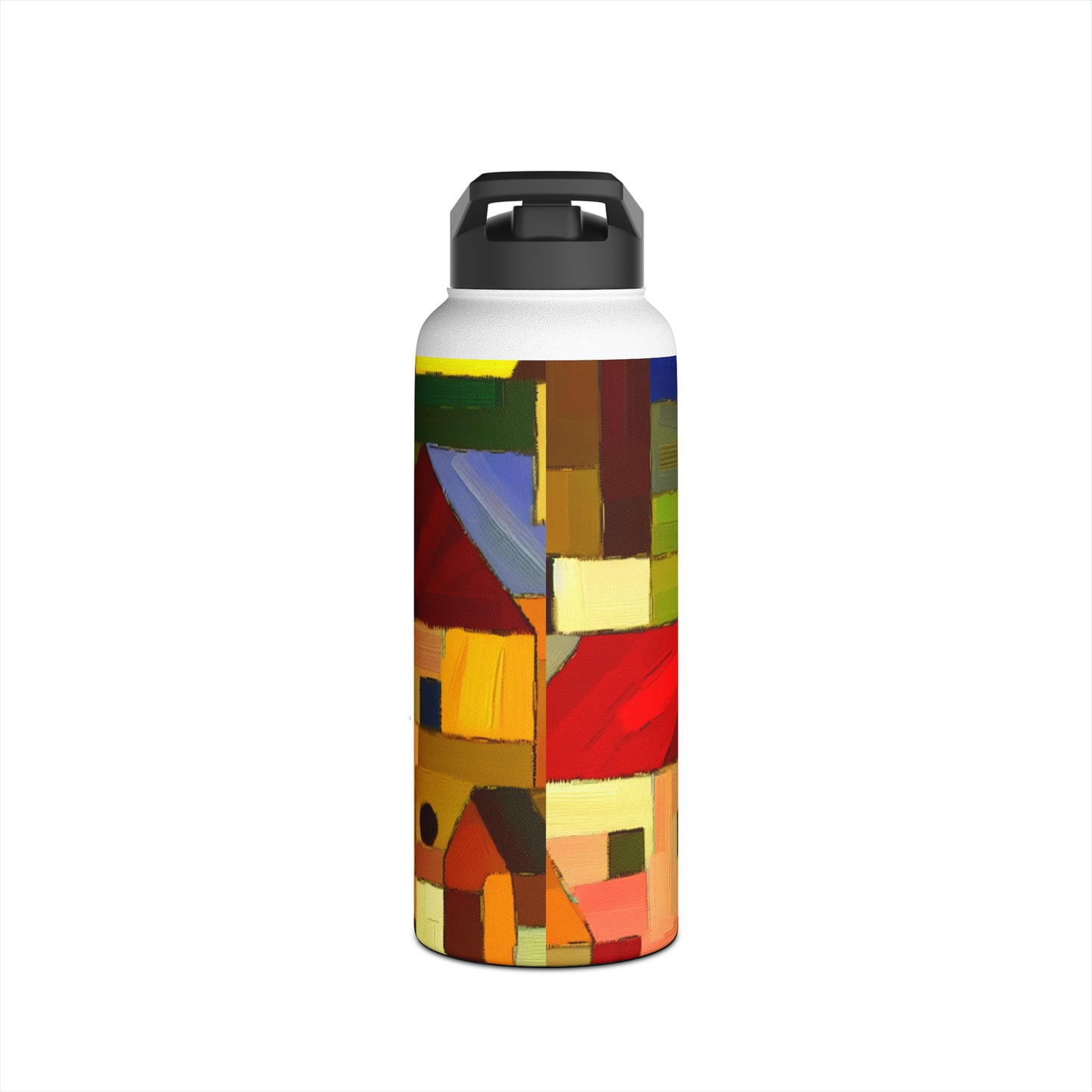 "Earthen Adobes in Hues of Hundertwasser" - Water Bottle