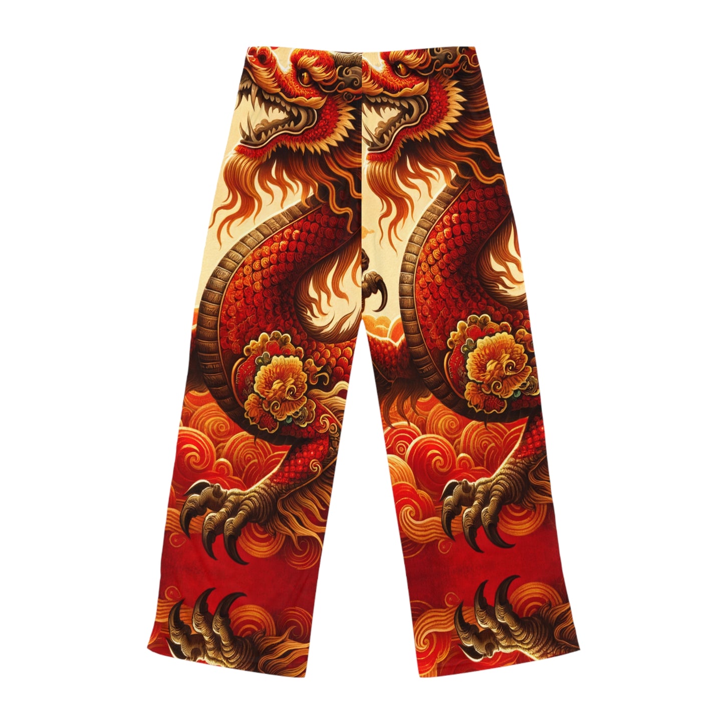 "Golden Dragon Dance in the Crimson Twilight" - Women lounge pants