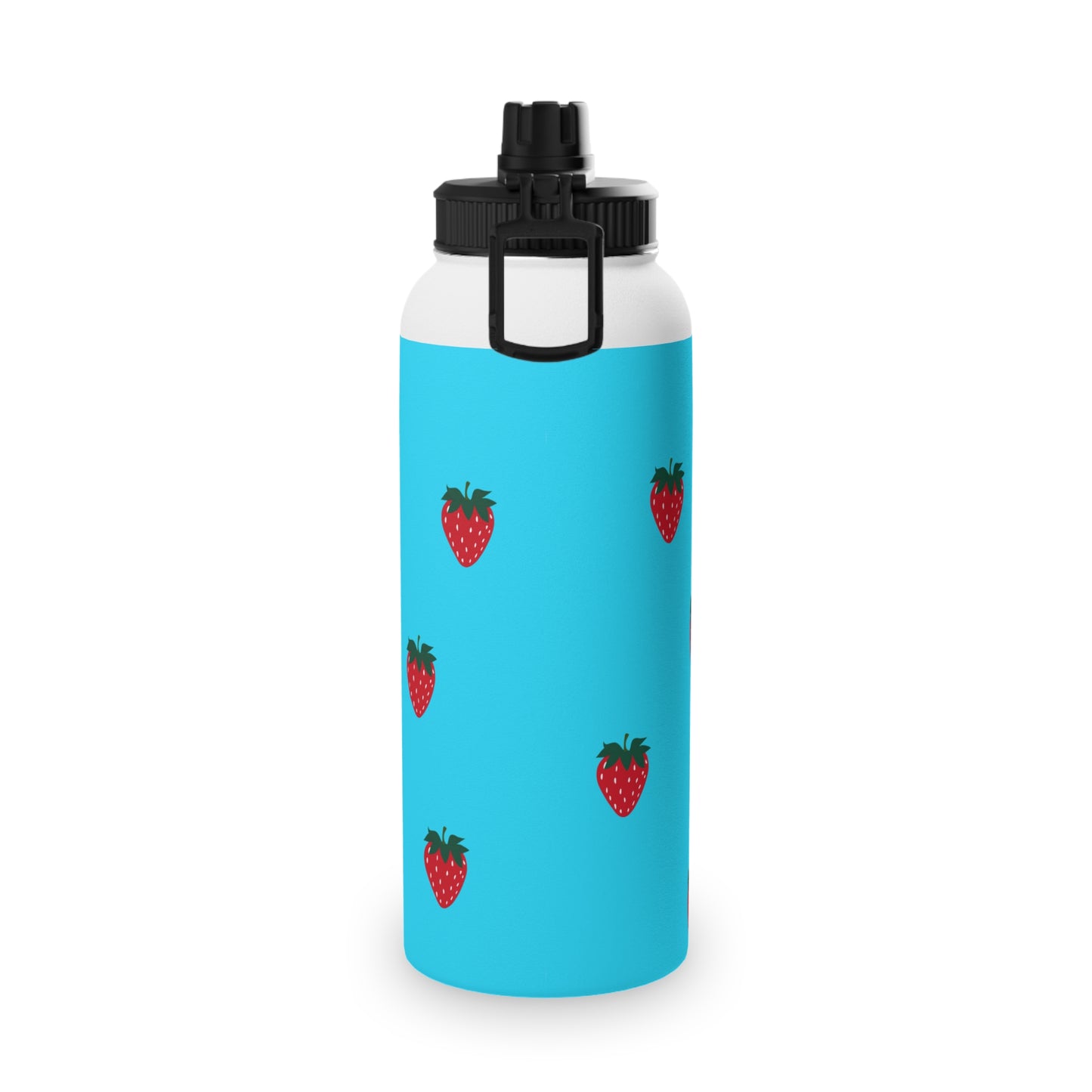 #22DEFF Light Blue + Strawberry - Sports Water Bottle