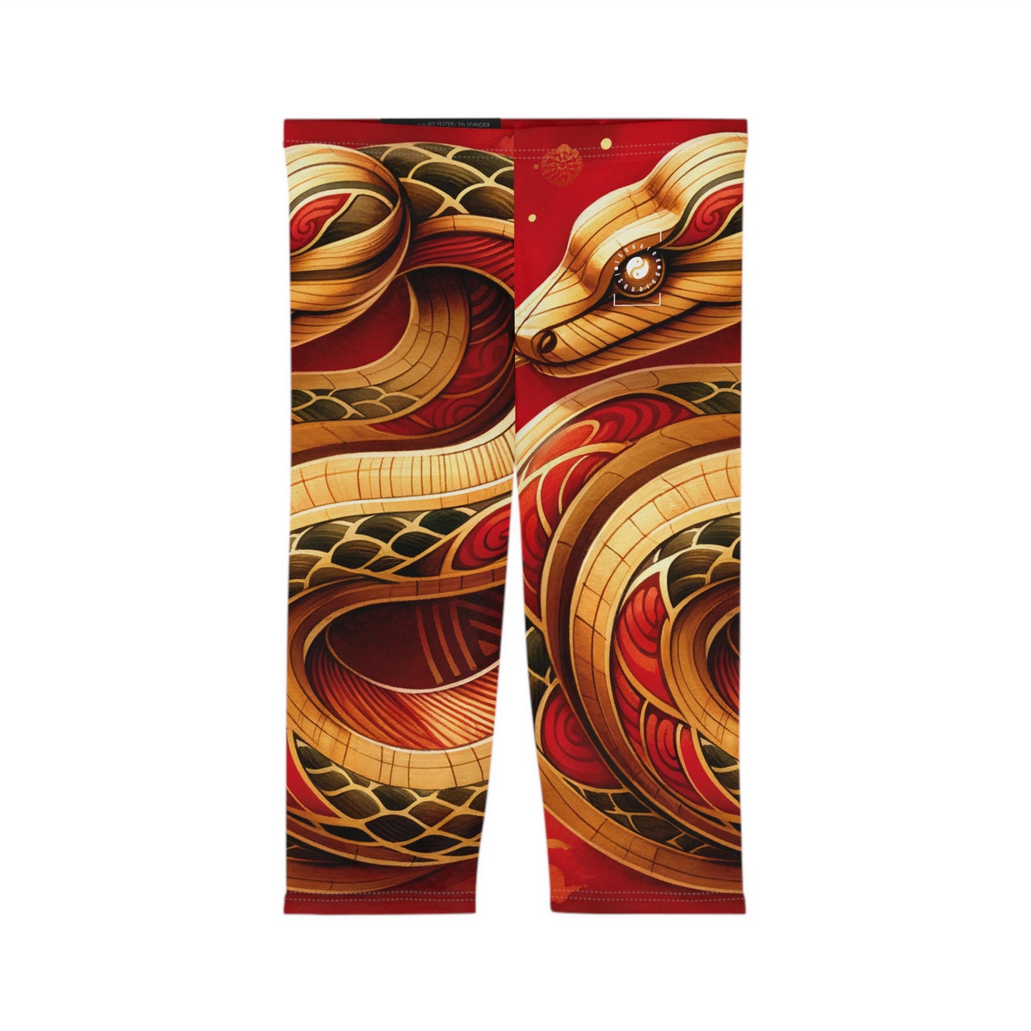 "Crimson Serenity: The Golden Snake" - Capri Shorts