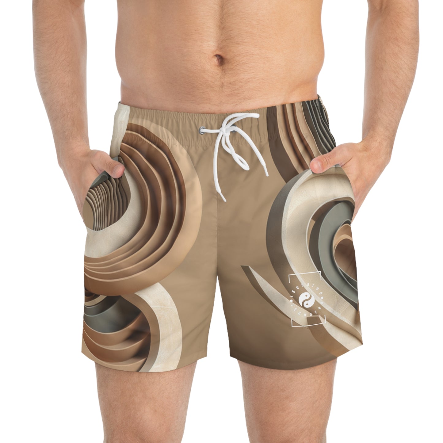 "Hepworth Hues: An Earth Tone Symphony" - Swim Trunks for Men