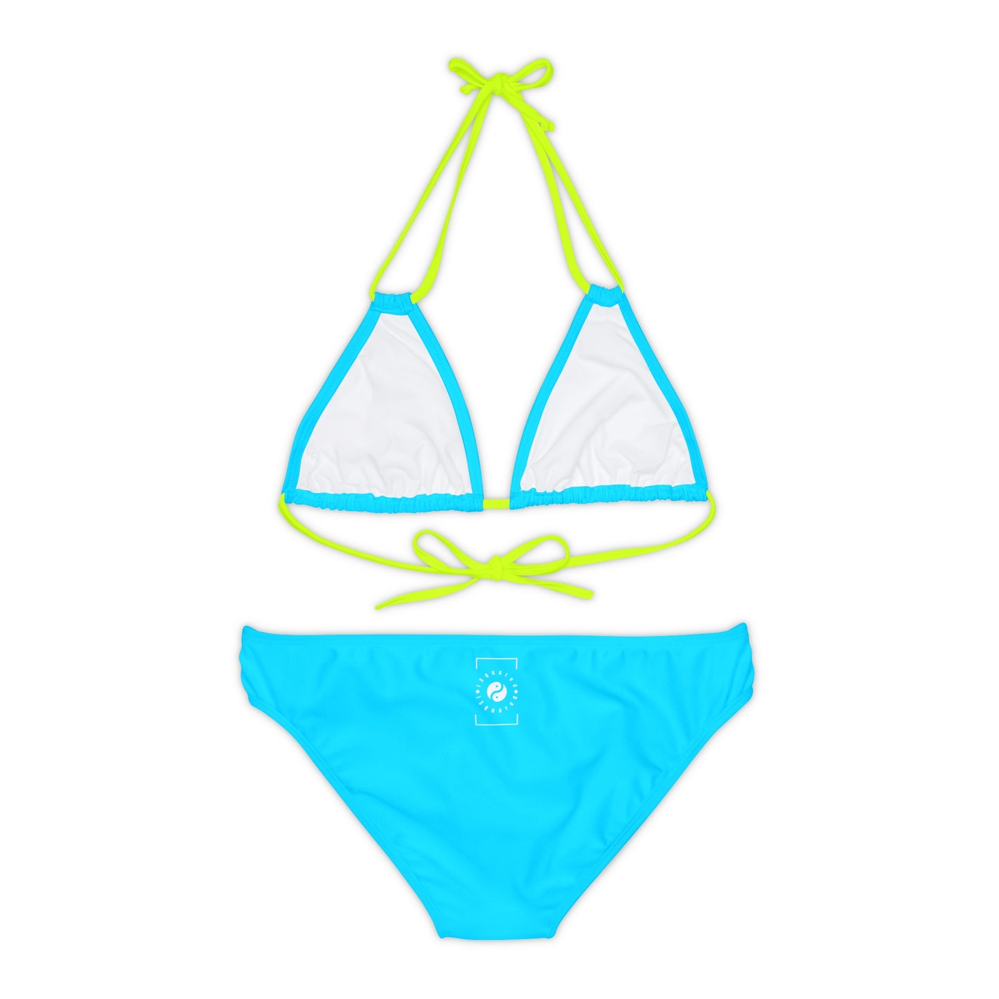 #04D9FF  Neon Blue - Lace-up Bikini Set