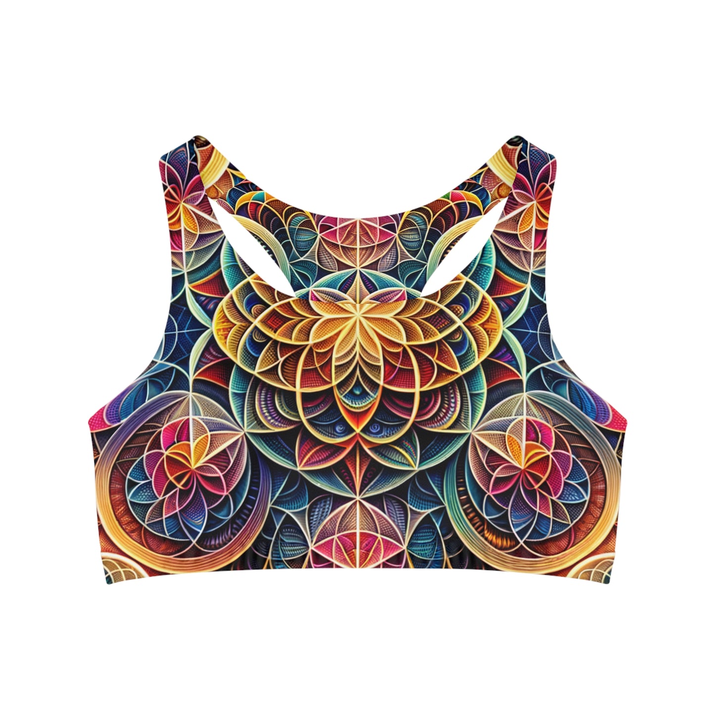 "Sacred Symmetry: Infinite Radiance of Love" - Seamless Sports Bra