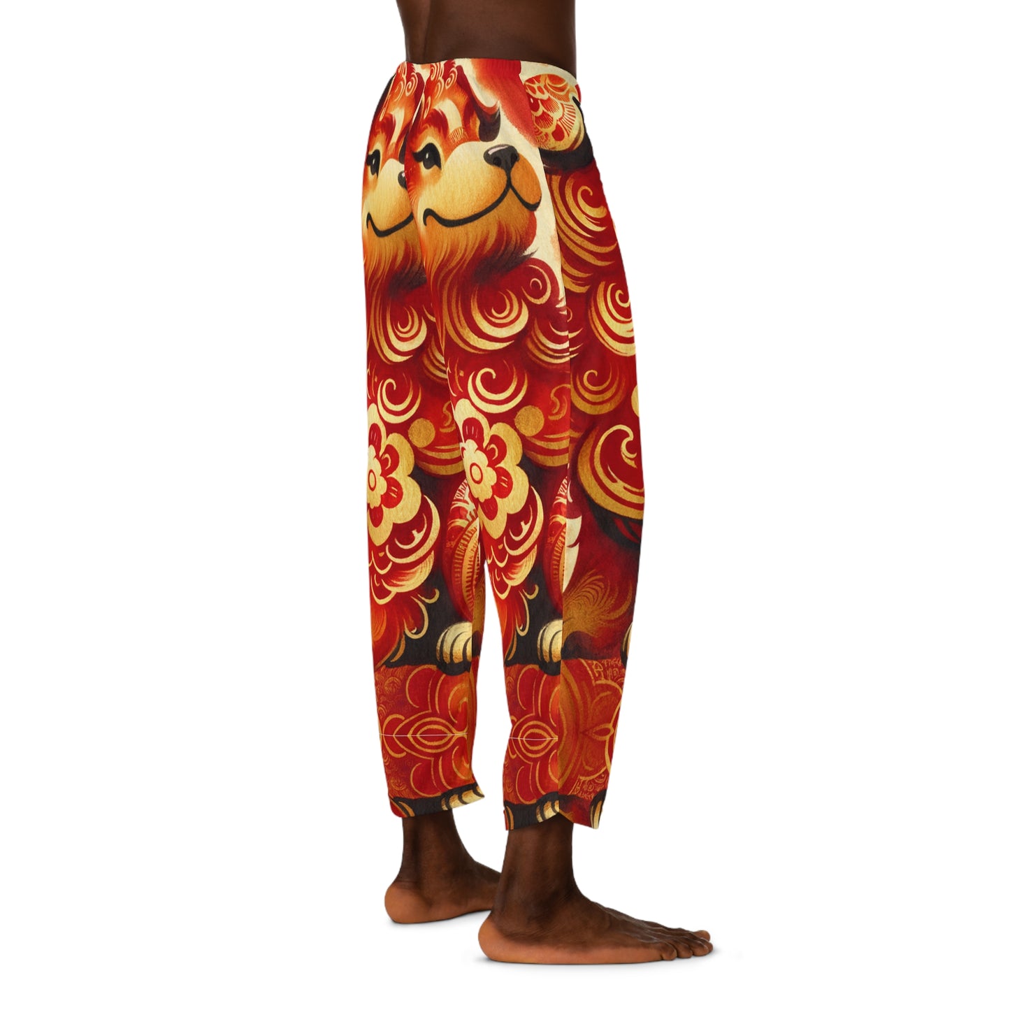 "Golden Canine Emissary on Crimson Tide: A Chinese New Year Odyssey" - men's Lounge Pants