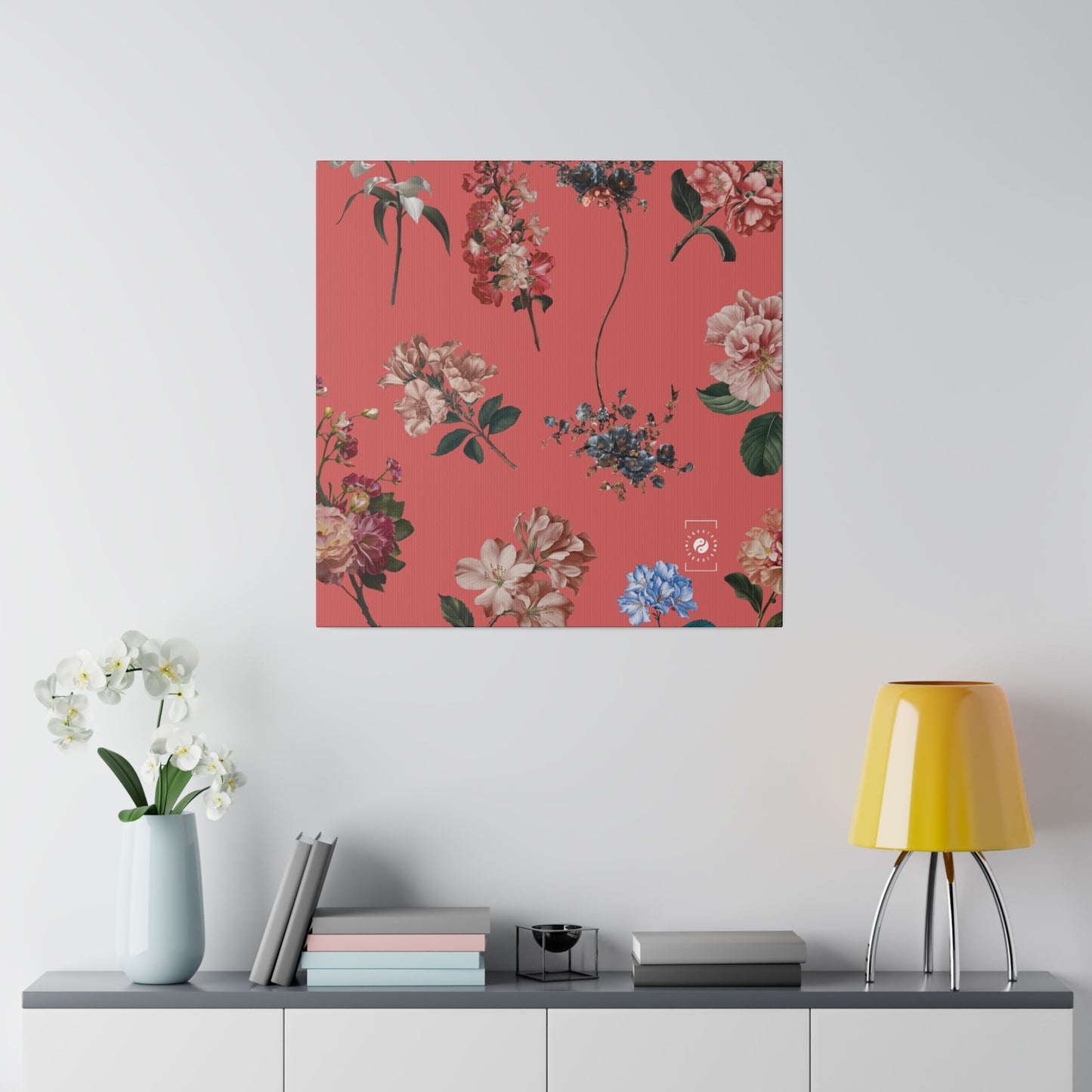 Botanicals on Coral - Art Print Canvas