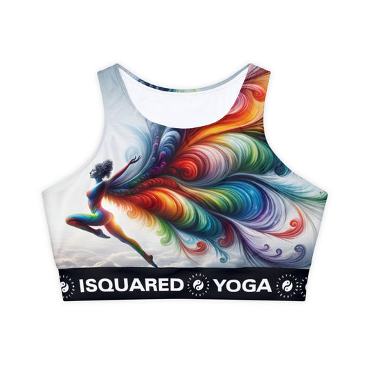 "Yogini's Rainbow Flight" - Lined & Padded Sports Bra