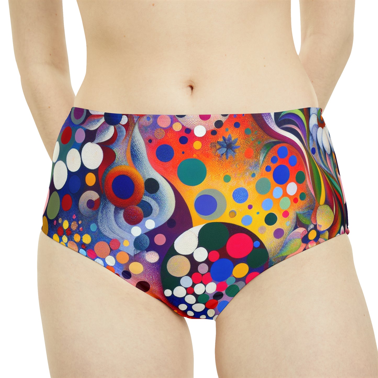 "Polka Petals in Yogic Surrealism: An Artistic Salute to Kusama and Kahlo" - High Waisted Bikini Bottom