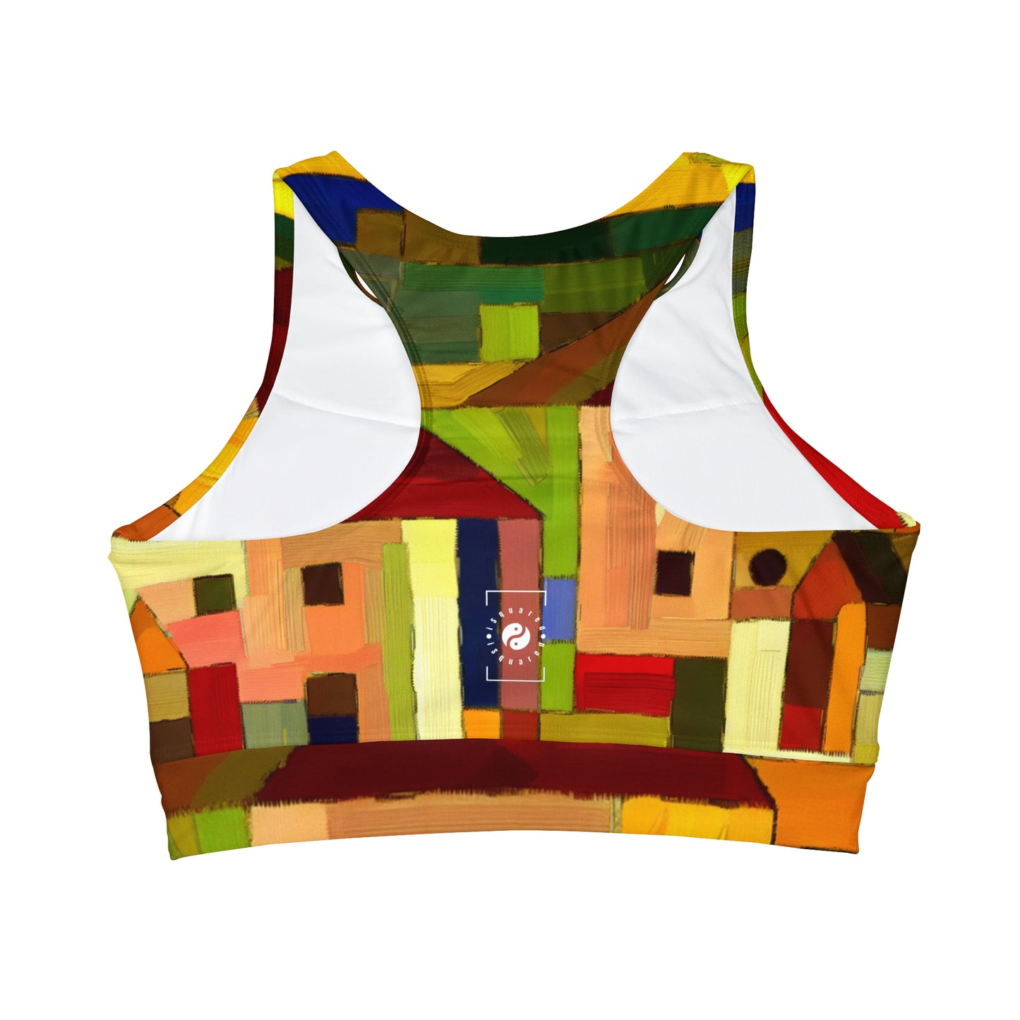 "Earthen Adobes in Hues of Hundertwasser" - High Neck Crop Top