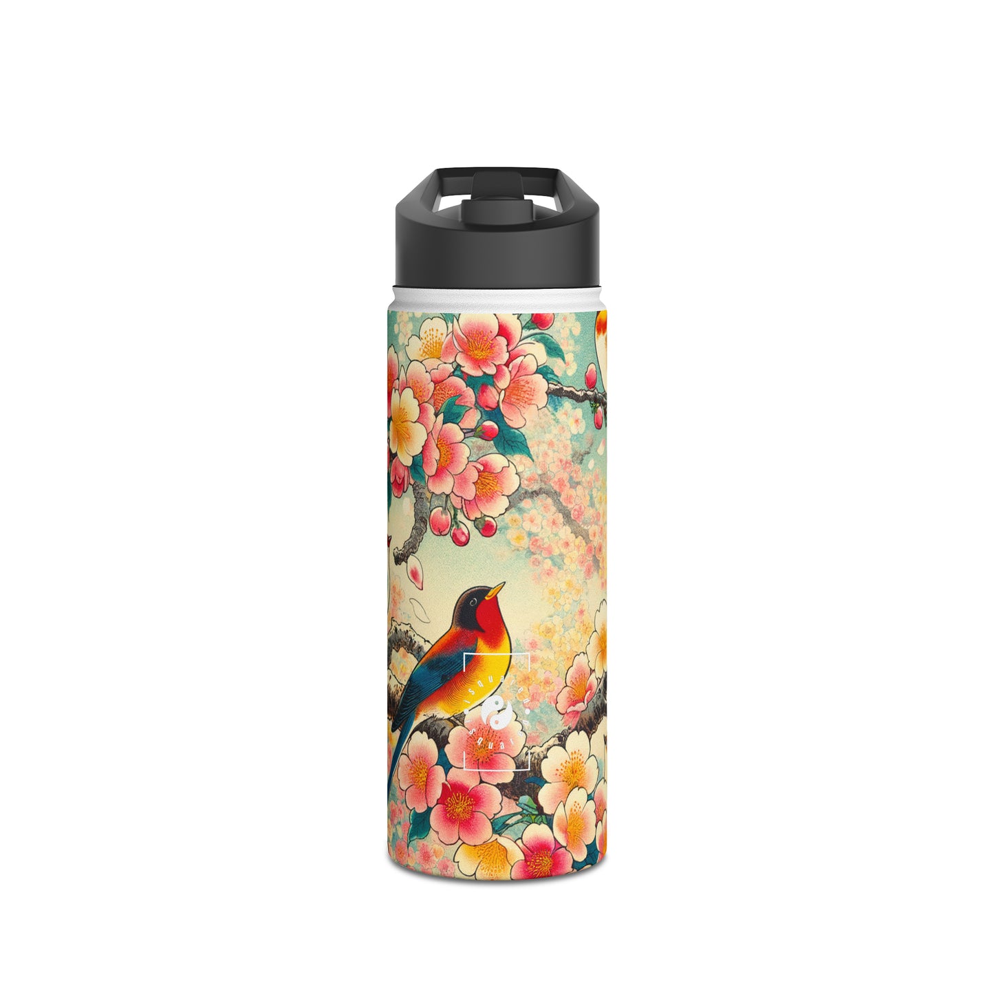 "Verdant Whispers: Sakura Chirping" - Water Bottle