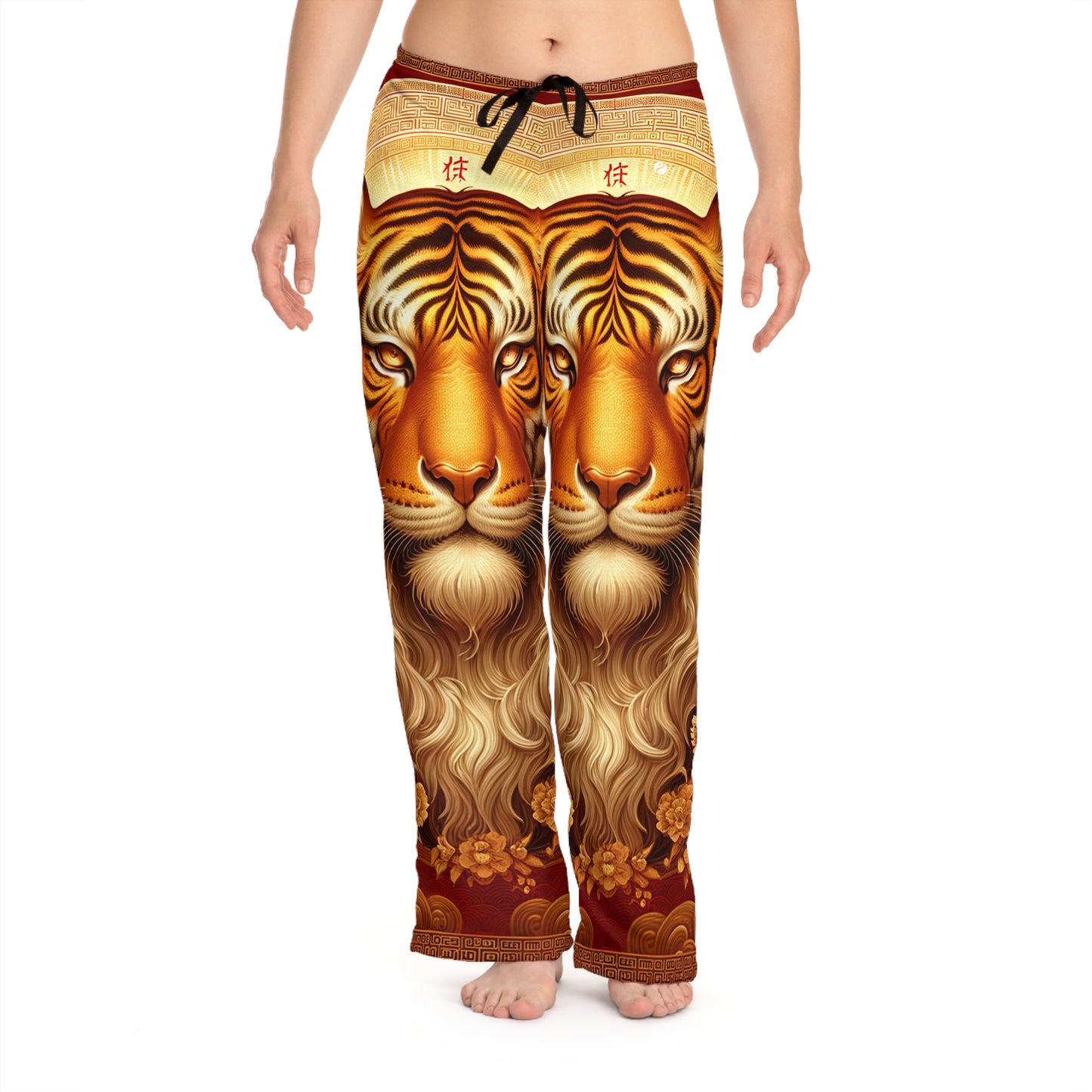 "Majesté Dorée : Ascension du Tigre Lunaire" - Pantalon lounge femme 