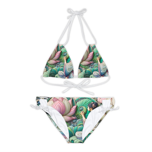 "Lotus Echo Serenity" - Lace-up Bikini Set