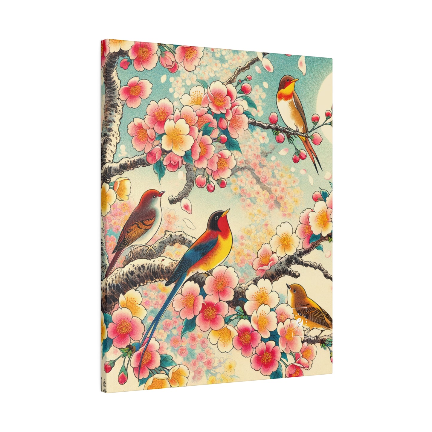 "Verdant Whispers: Sakura Chirping" - Art Print Canvas