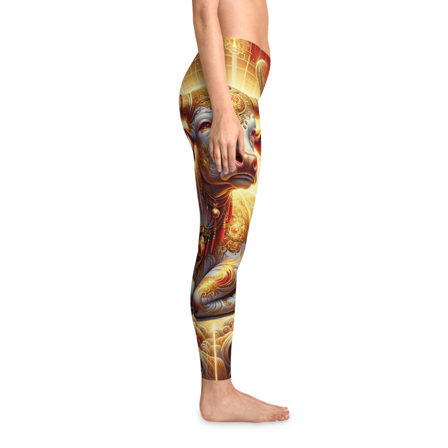 "Golden Euphoria: A Dance of the Divine Bovine" - Unisex Tights