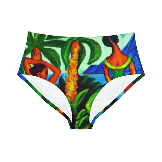 "Tropical Sutra Vivarium" - Bas de bikini taille haute