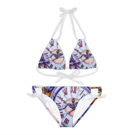 "Chrono Illusionist's Liquid Riddle" - Lace-up Bikini Set