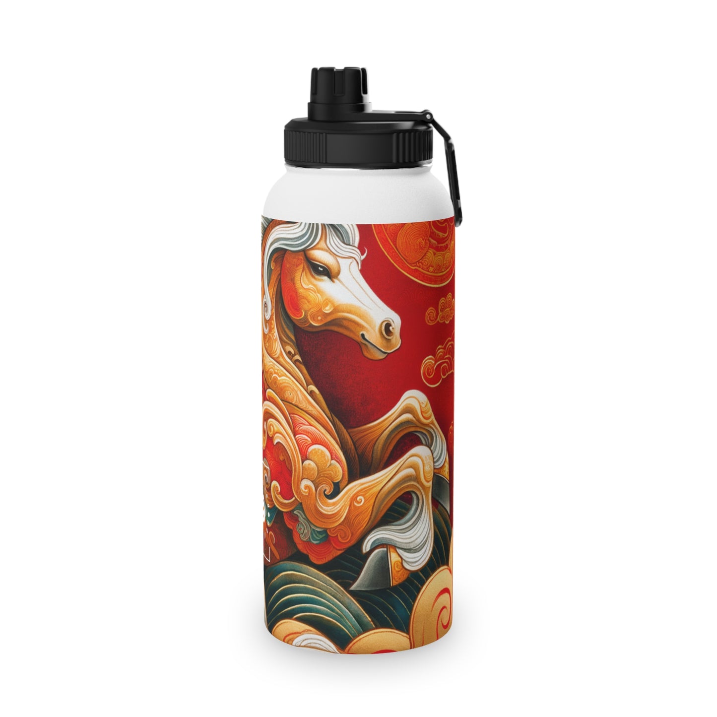 "Gold Gallop on Vermilion Vista: A Lunar New Year’s Ode" - Sports Water Bottle