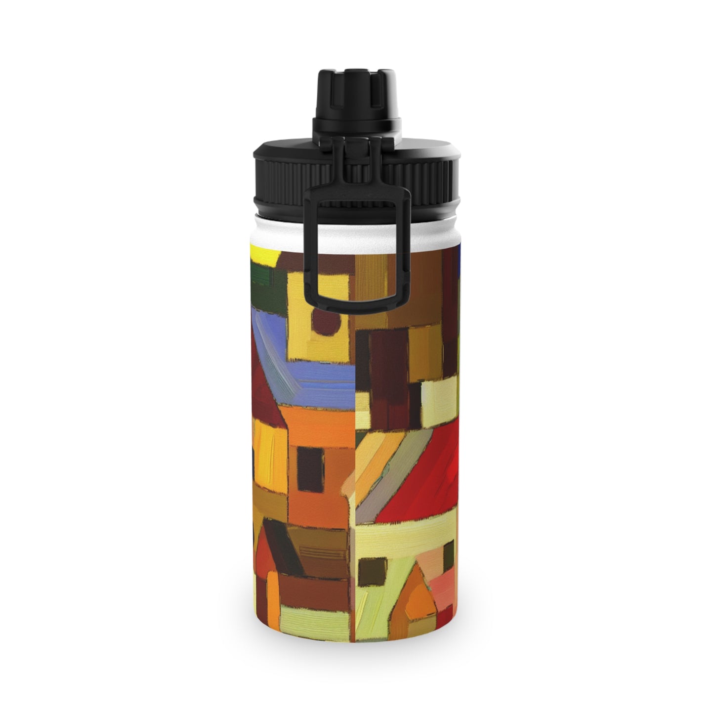 "Earthen Adobes in Hues of Hundertwasser" - Sports Water Bottle