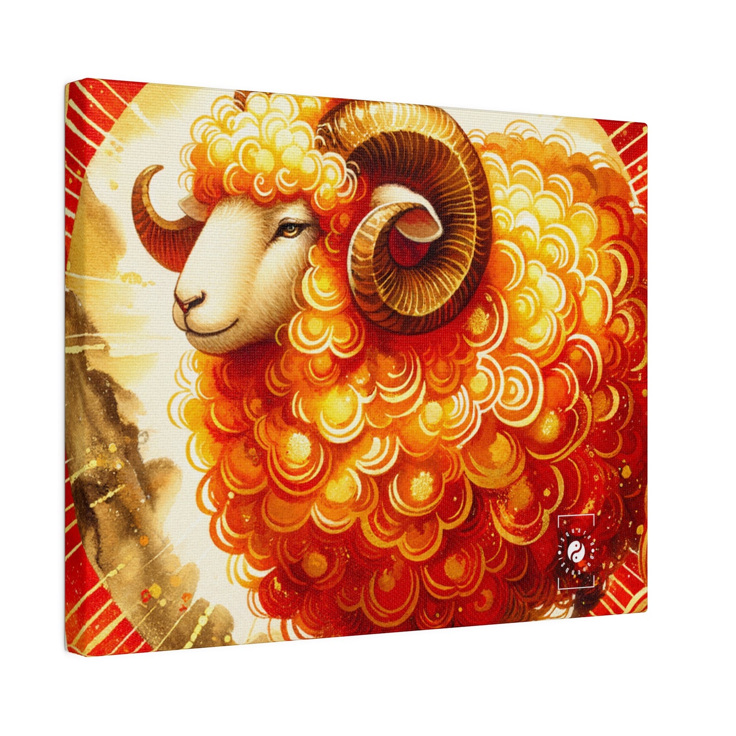 Auspicious Gold of Divine Ewe: A Lunar New Year Art Print Canvas