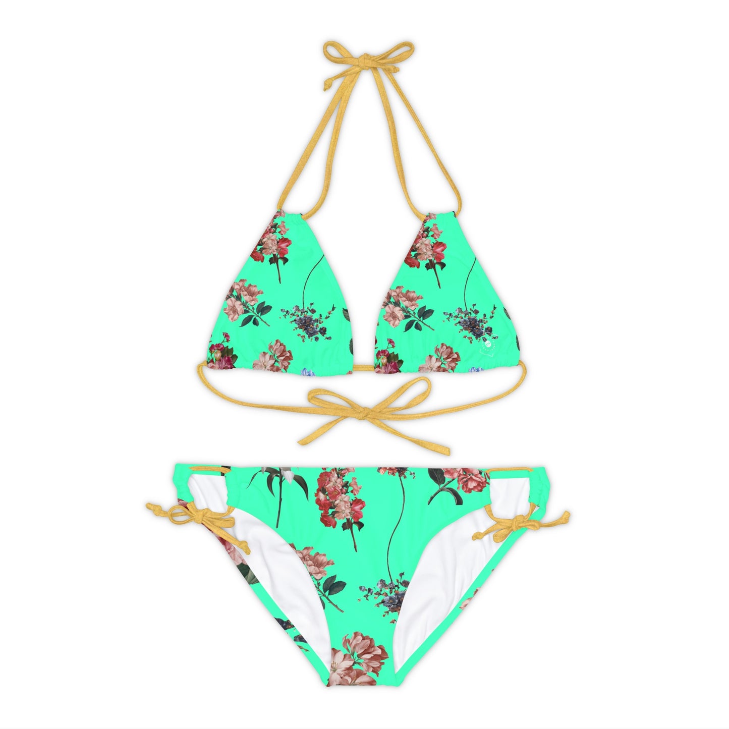 Botaniques sur Turquoise - Ensemble bikini à lacets