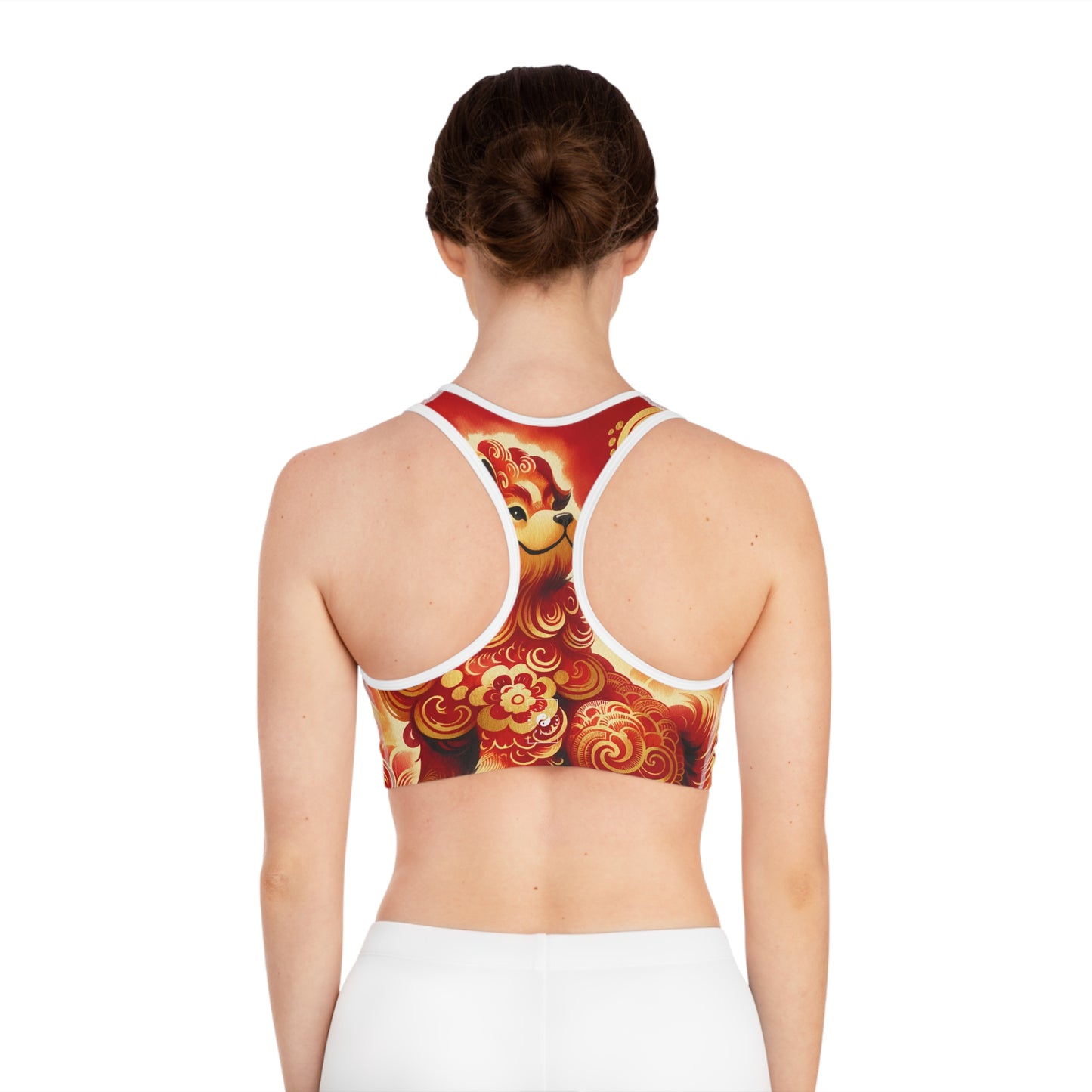 "Golden Canine Emissary on Crimson Tide: A Chinese New Year Odyssey" - High Performance Sports Bra