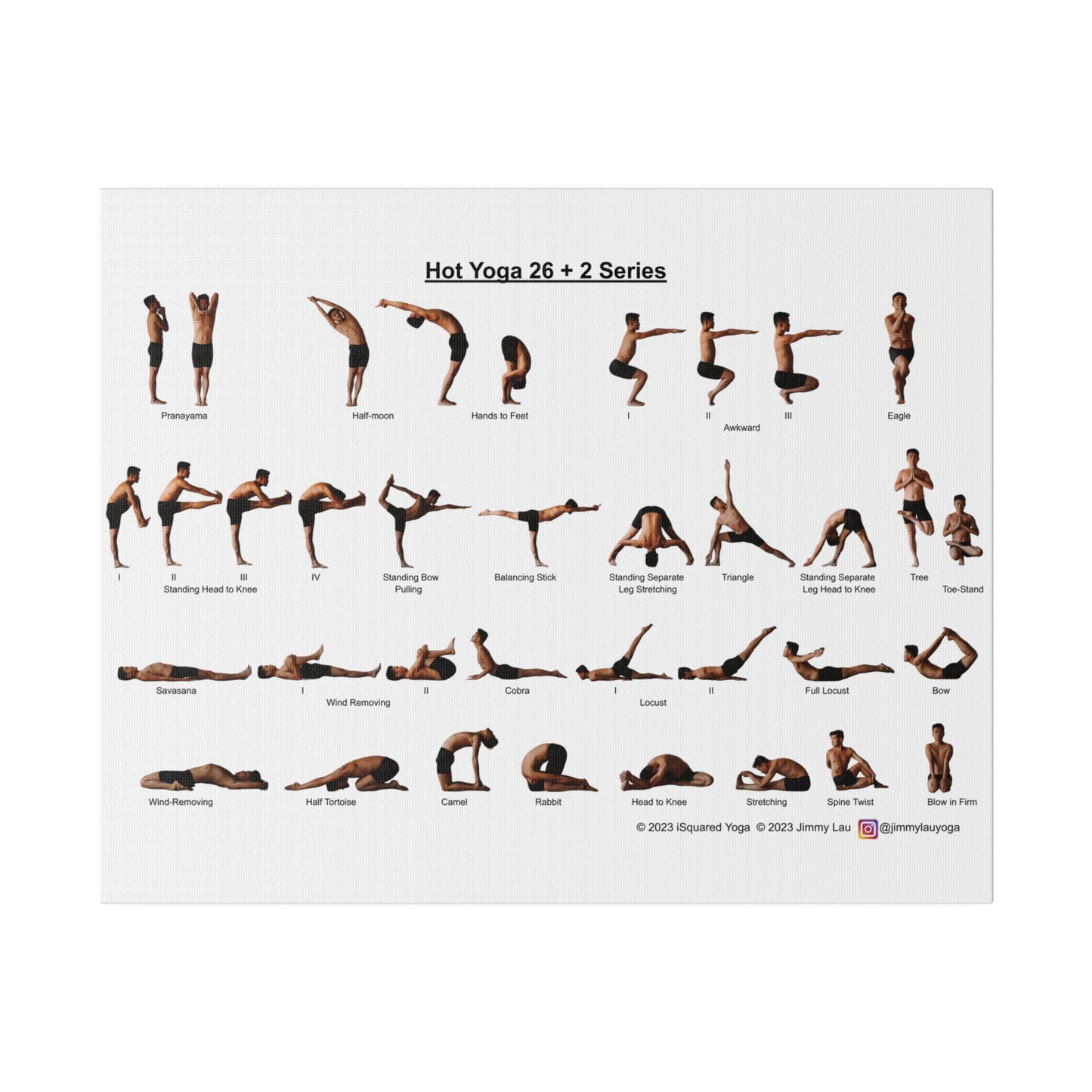 Hot Yoga 26+2 Practice Card Premium Printed Canvas