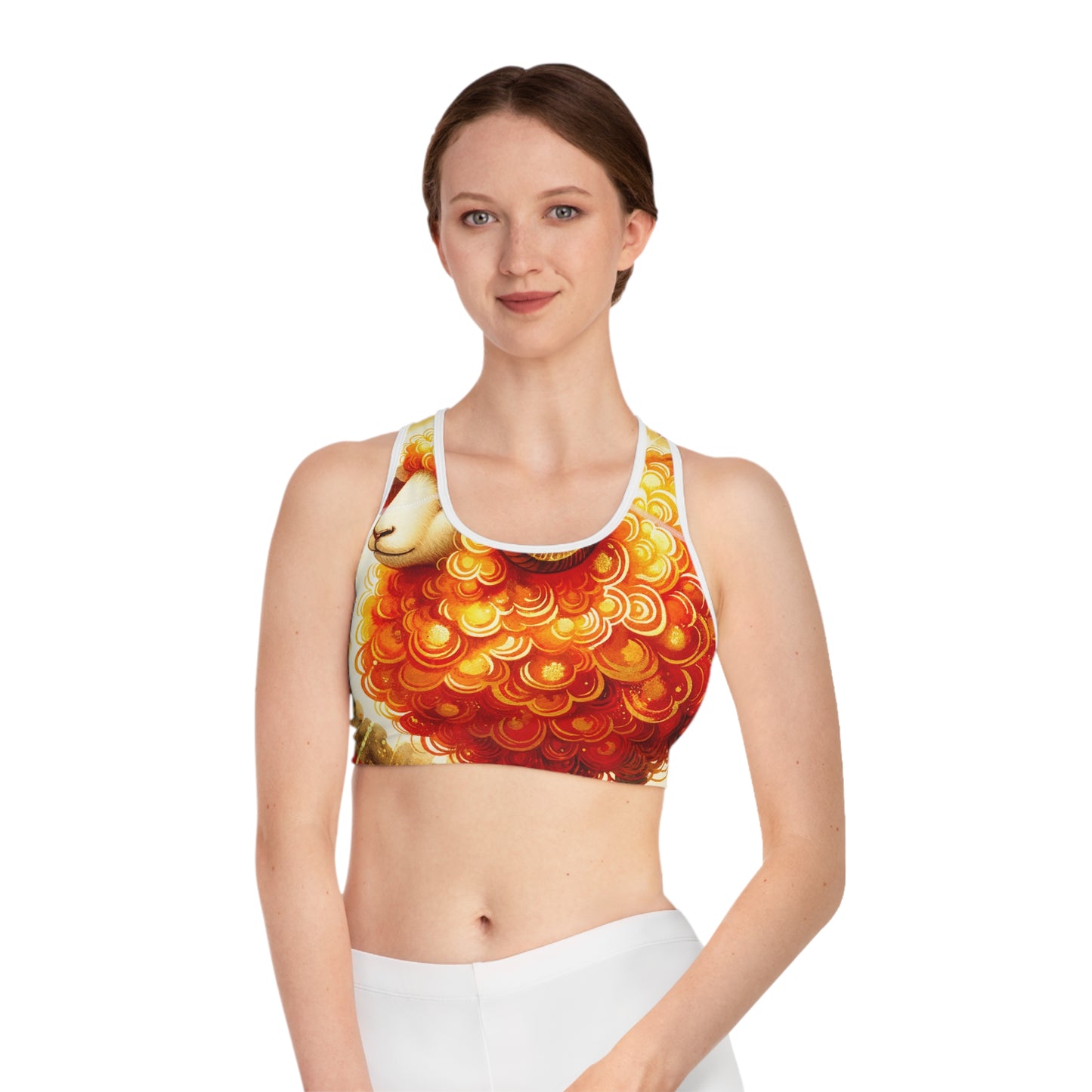 "Auspicious Gold of Divine Ewe: A Lunar New Year Revelry" - High Performance Sports Bra