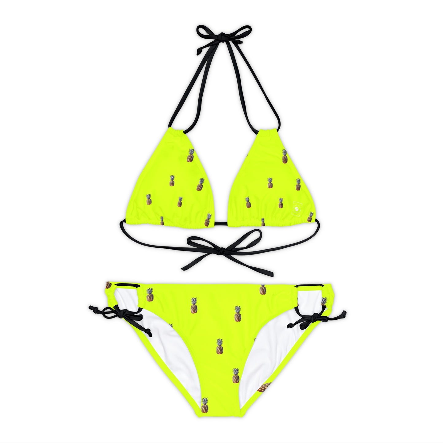 #D7FF11 Sharp Yellow + Pineapple - Lace-up Bikini Set