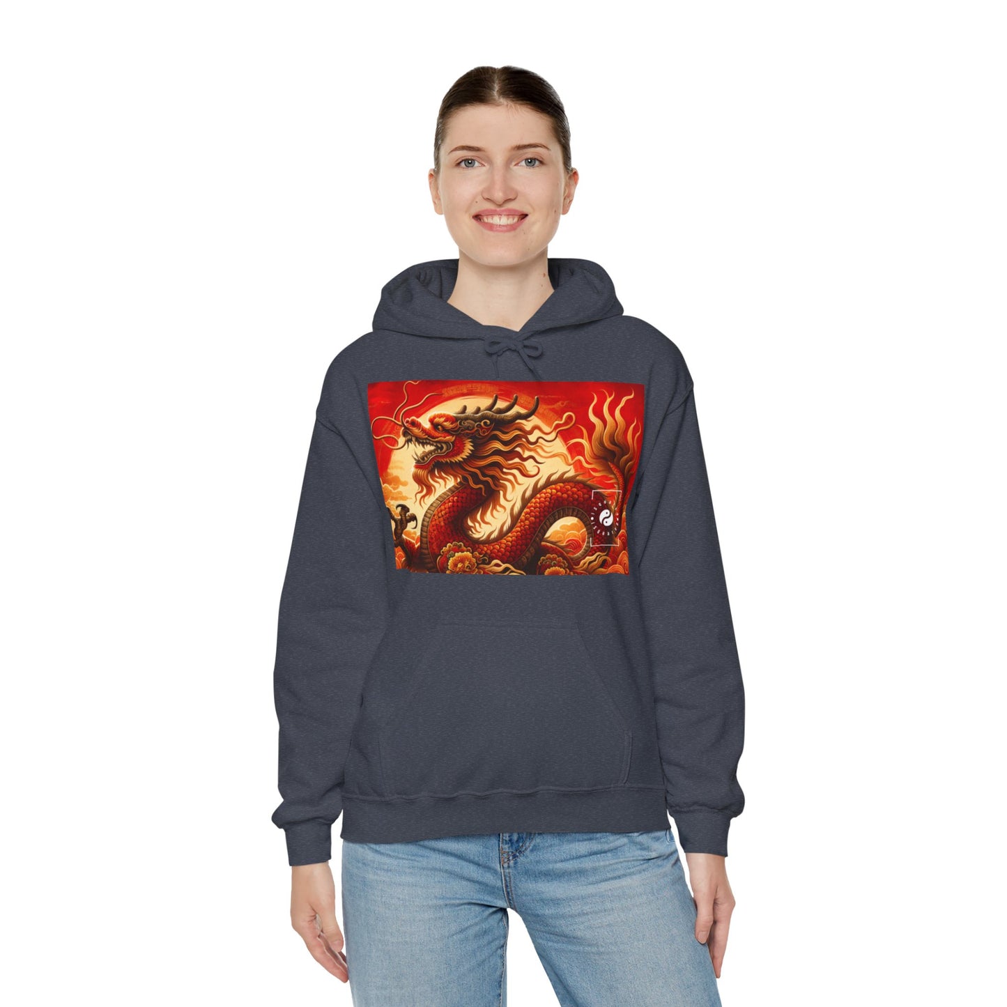 "Golden Dragon Dance in the Crimson Twilight" - Hoodie