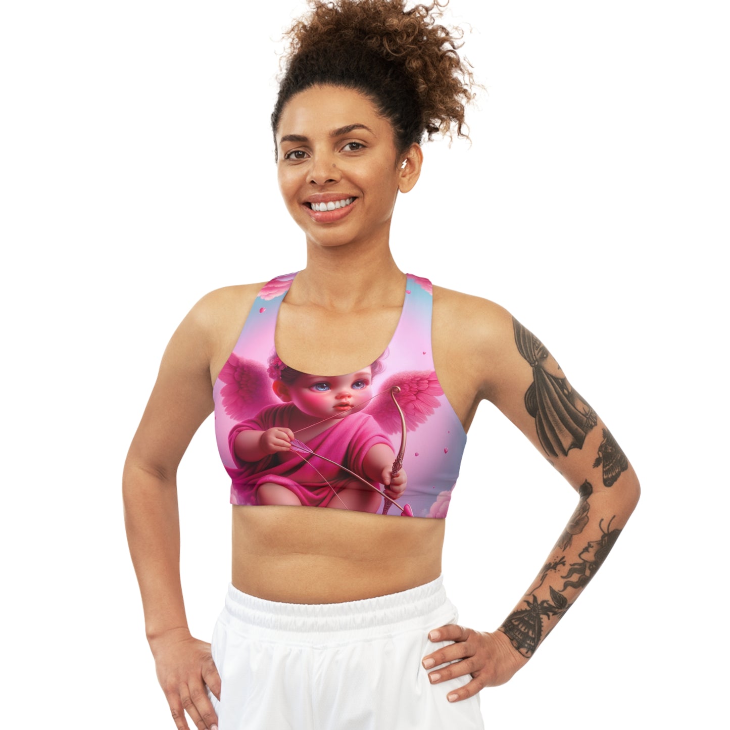 "Bold Blush: A Cupid's Love Affair" - Seamless Sports Bra