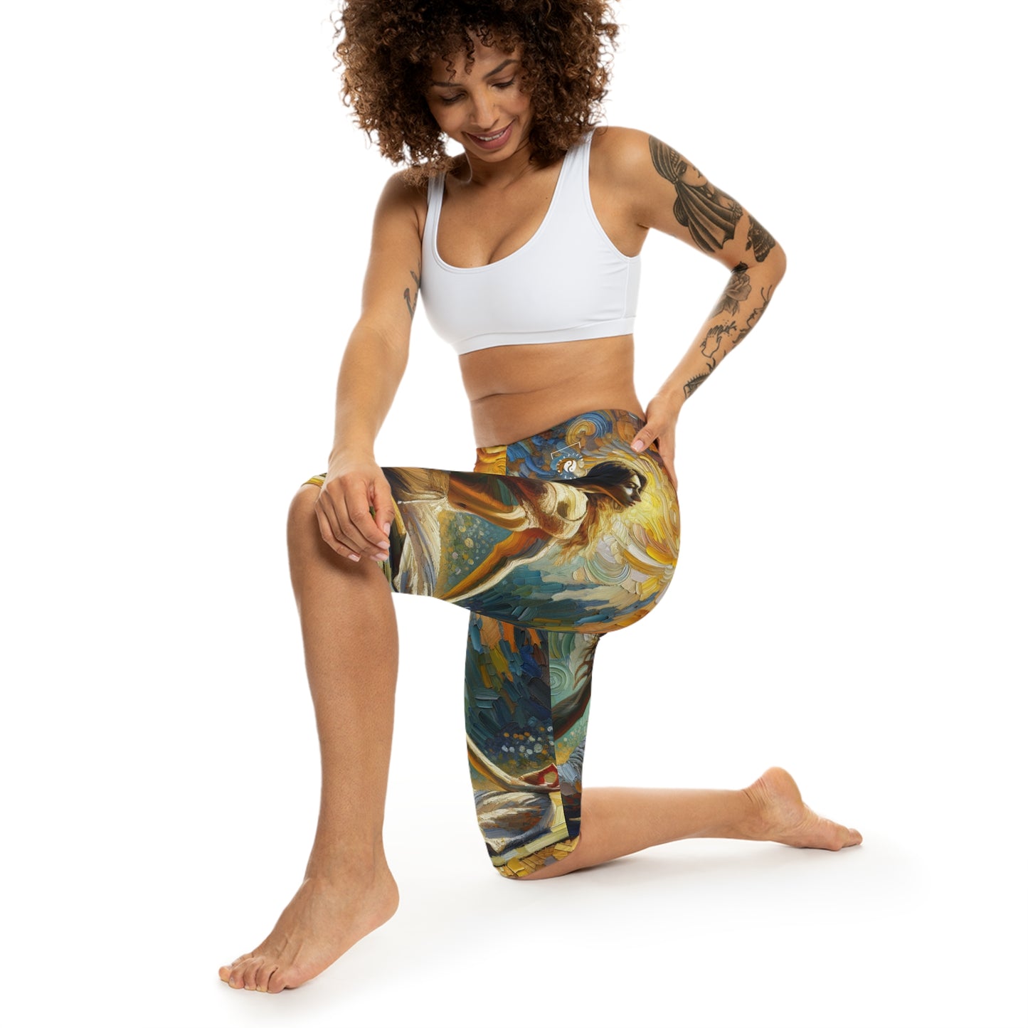 "Golden Warrior: A Tranquil Harmony" - Capri Shorts