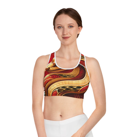 "Crimson Serenity: The Golden Snake" - High Performance Sports Bra