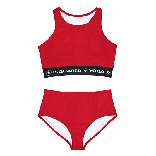 #D10927 Rouge Écarlate - Ensemble de bikini de yoga chaud