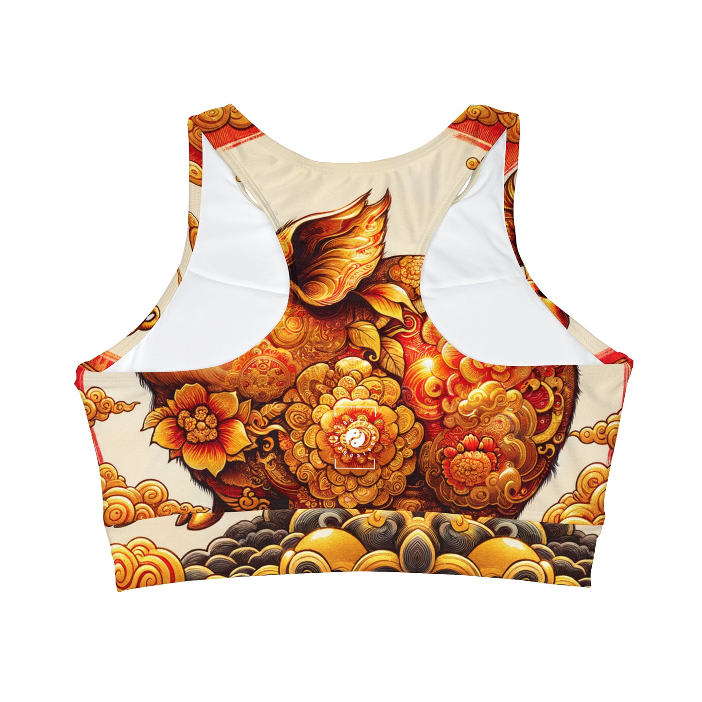 "Golden Prosperity: The Divine Boar Celebration" - High Neck Crop Top