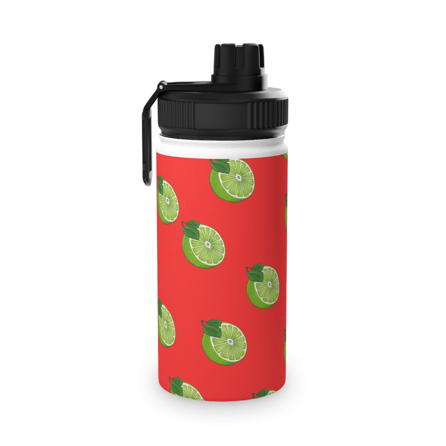 #FF3131 Bright Orange + Lime - Sports Water Bottle