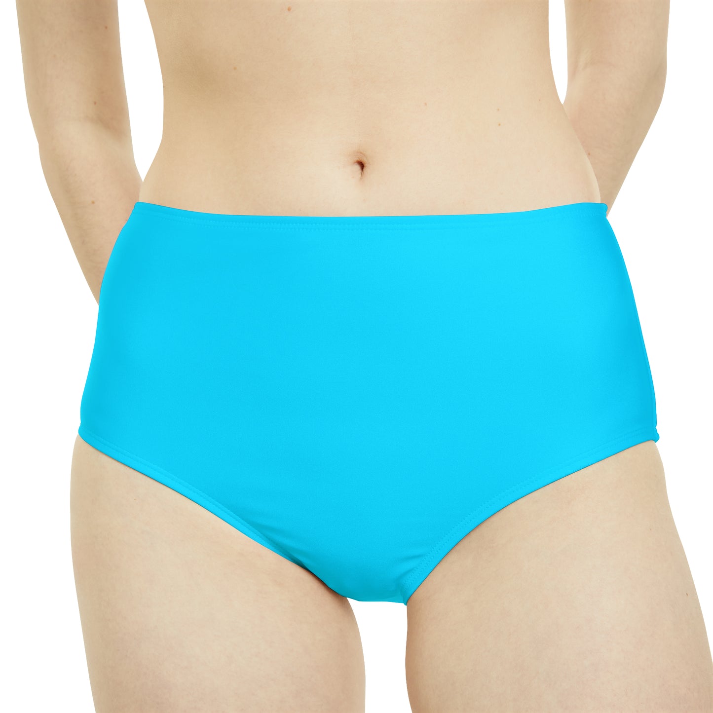 #04D9FF  Neon Blue - High Waisted Bikini Bottom