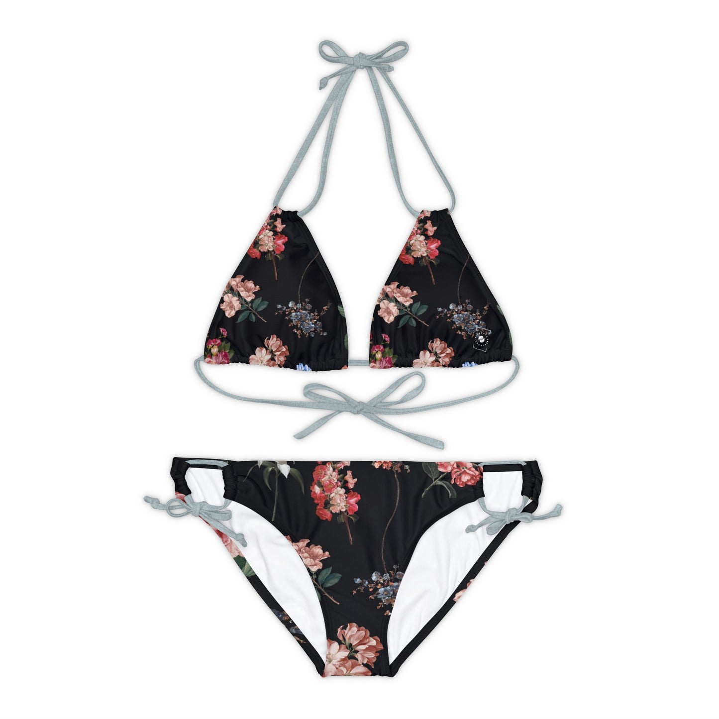 Botanicals on Black - Ensemble bikini à lacets