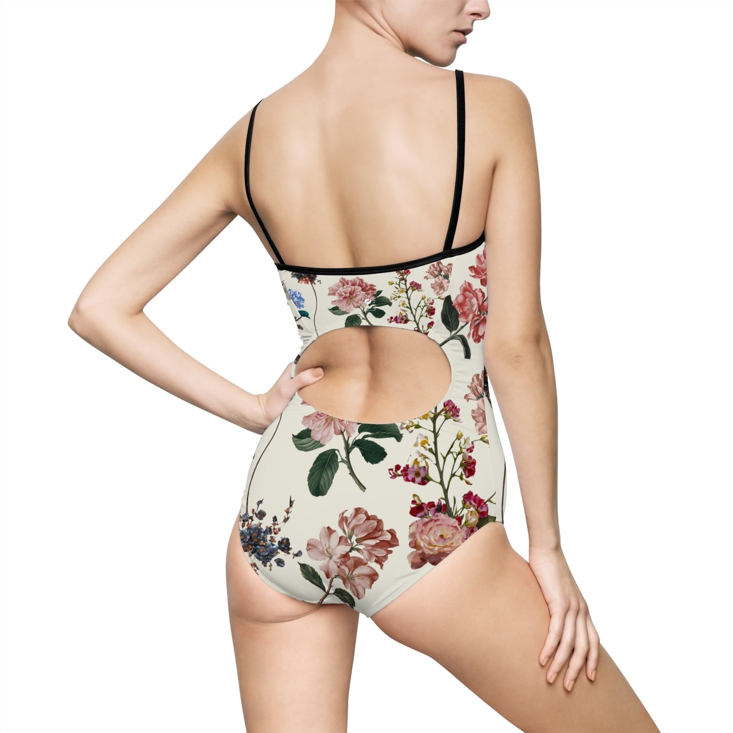 Botanicals on Beige - Openback Swimsuit