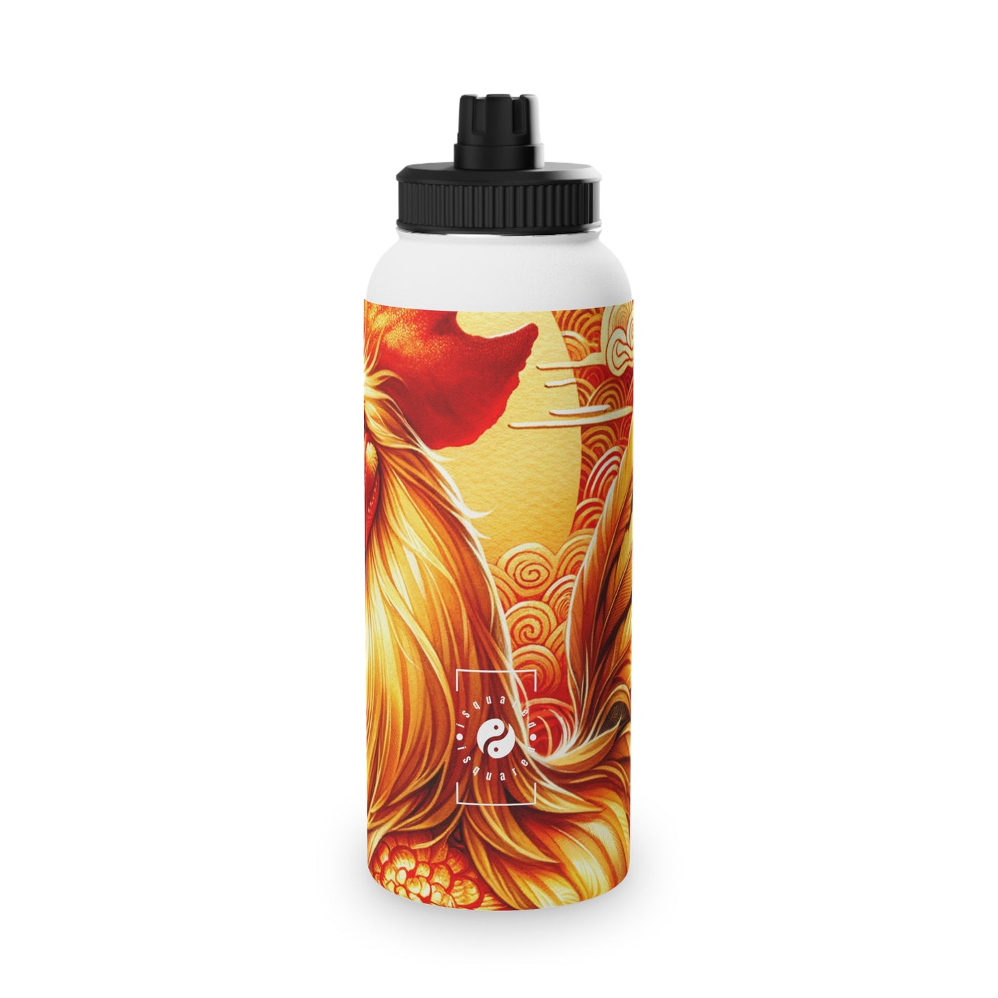 "Crimson Dawn: The Golden Rooster's Rebirth" - Sports Water Bottle