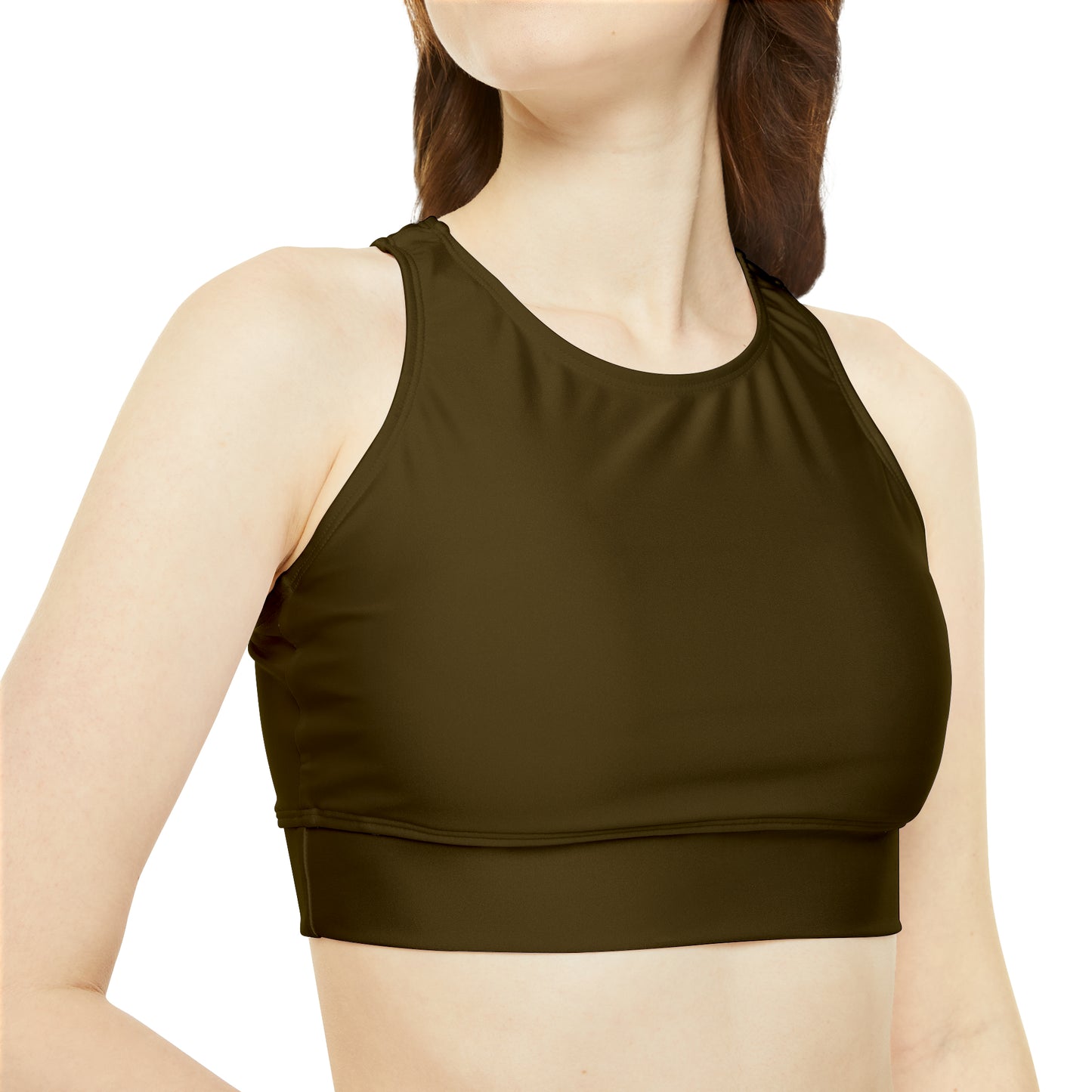 Earthy Brown - High Neck Crop Top