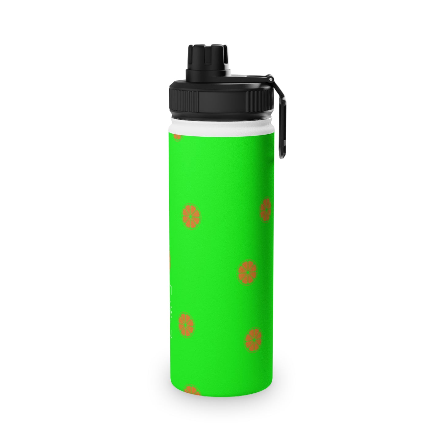 #05FD00 Lime Green + Mandarin - Sports Water Bottle