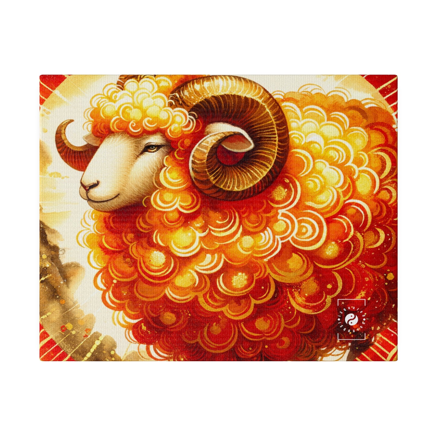 Auspicious Gold of Divine Ewe: A Lunar New Year Art Print Canvas